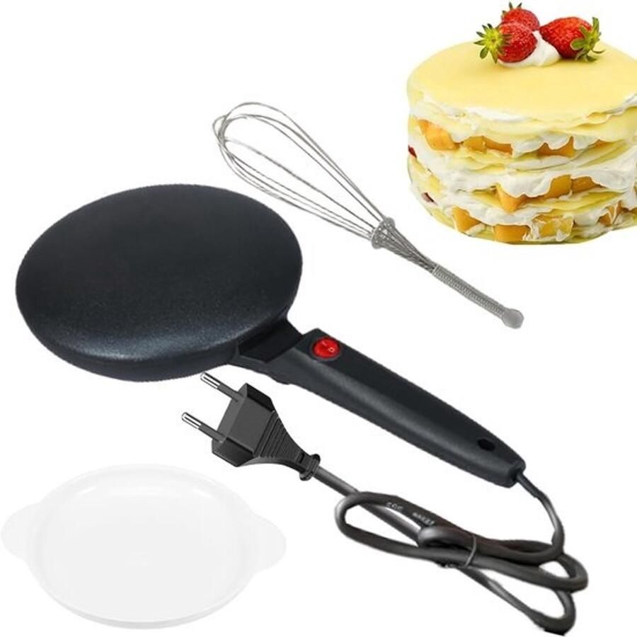 Elektrische Pannenkoekenmaker Apparaat Snelle Ontbijtjes Maken Automatische Temperatuurregeling 20 cm Diameter Zwart