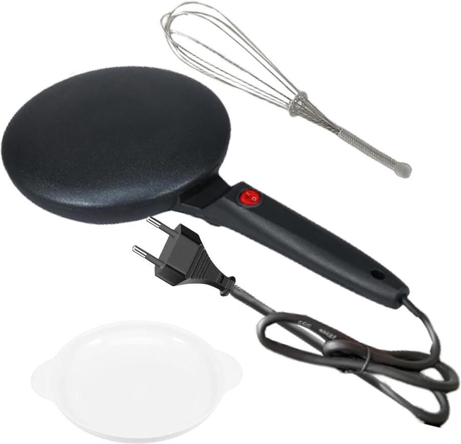 Elektrische Pannenkoekenmaker Automatische Pan Snelle Ontbijtjes Antiaanbaklaag 20 cm Diameter Zwart