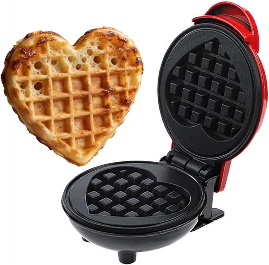 Elektrische Pannenkoekenmaker Cakemaker Wafelijzer Snelle Ontbijt Snacks Dubbelzijdige Verwarming Compact 14x18cm Rood