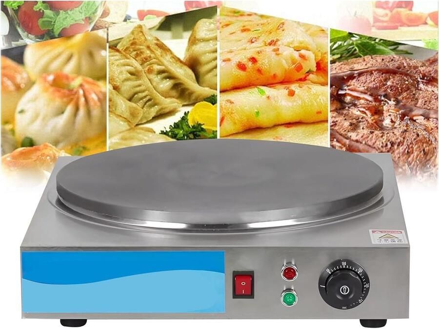 Elektrische pannenkoekenmaker Crêpe apparaat Lekkere pannenkoeken bakken Instelbare temperatuurregeling 45 cm Zilver