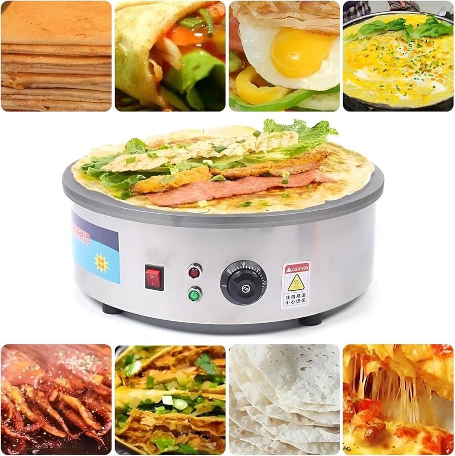 Elektrische Pannenkoekenmaker Crêpe Machine Snel Bakken Instelbare Temperatuur 40cm Rond
