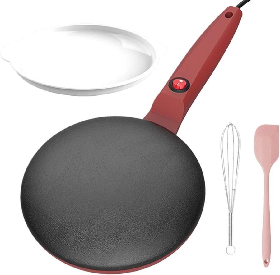 Elektrische Pannenkoekenmaker Crêpe Maker Snel Ontbijt Maken Automatische Temperatuurregeling 20 cm rood