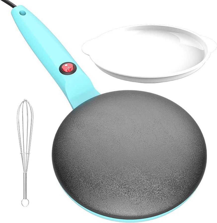 Elektrische Pannenkoekenmaker Crêpe Maker Snel Ontbijt Maken Automatische Temperatuurregeling 20cm Griddle Blauw