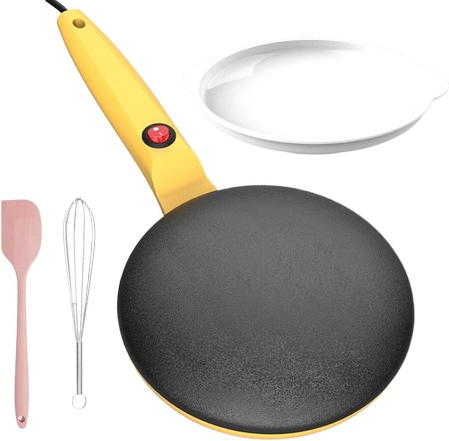 Elektrische pannenkoekenmaker Crêpe maker Snelle ontbijtjes Automatische temperatuur 20 x 42 cm geel