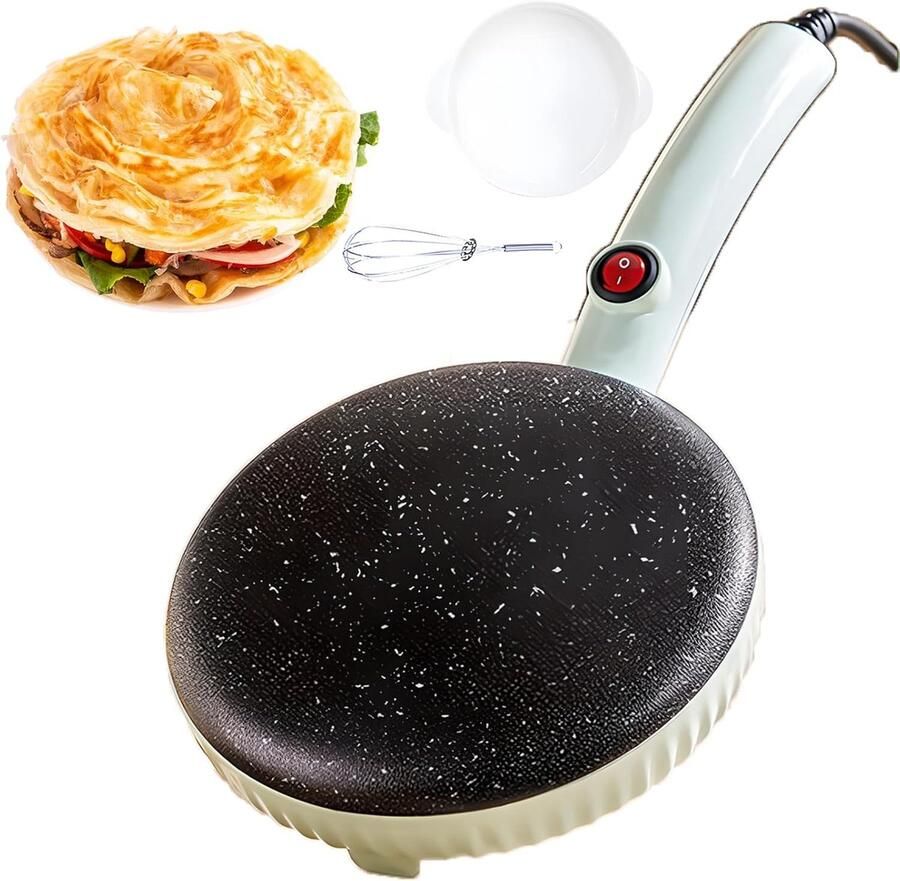 Elektrische Pannenkoekenmaker Crêpe Maker Snelle Ontbijtjes Automatische Temperatuur 24cm Bakplaat Groen