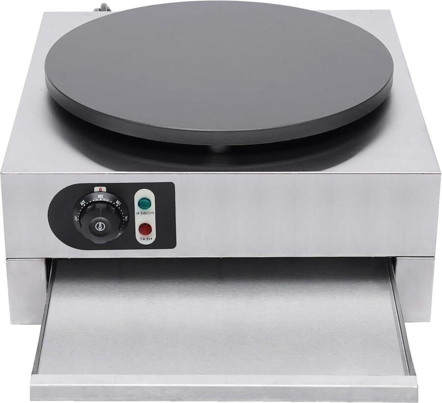 Elektrische Pannenkoekenmaker Crêpe Pan Lekkere Snacks Maken Traploos Instelbaar 40 cm Diameter Zilver Zwart