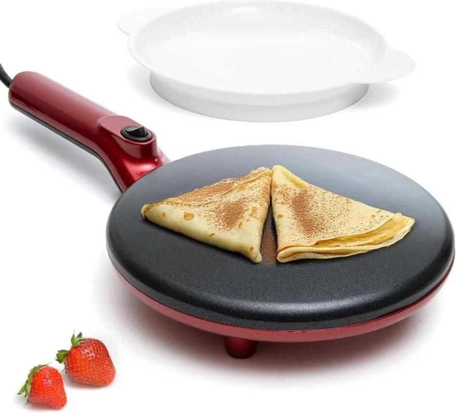 Elektrische Pannenkoekenmaker Crêpe Pan Ontbijt Maken Automatische Temperatuurregeling 203 cm Rood