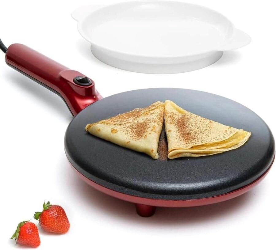 Elektrische Pannenkoekenmaker Crêpe Pan Platte Plaat Ontbijt Bereiden Automatische Temperatuurregeling 203 cm Rood