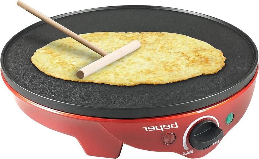 Elektrische Pannenkoekenmaker Crêpe Plaat Lekkernijen Maken Antiaanbaklaag 30 cm Diameter Rood