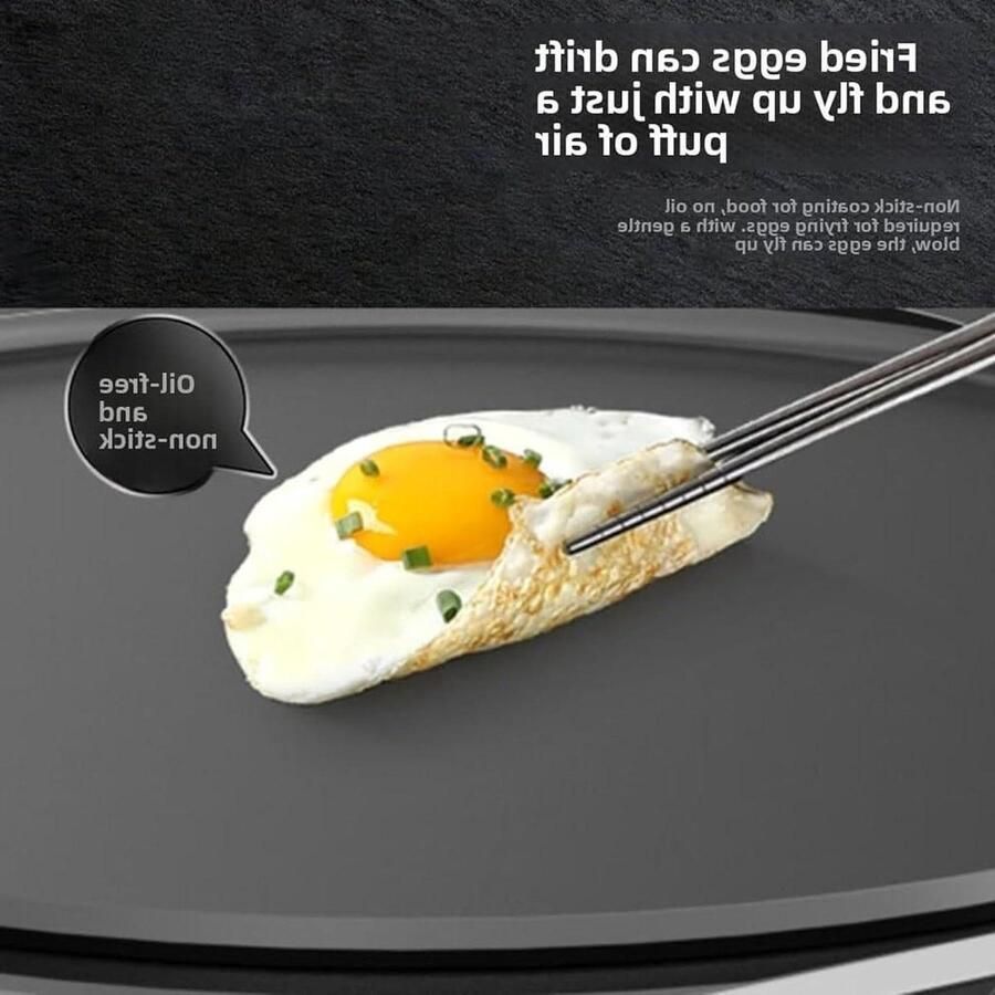Elektrische Pannenkoekenmaker Crêpe Plaat Snel Ontbijt Maken Antiaanbaklaag 40 cm Zilver