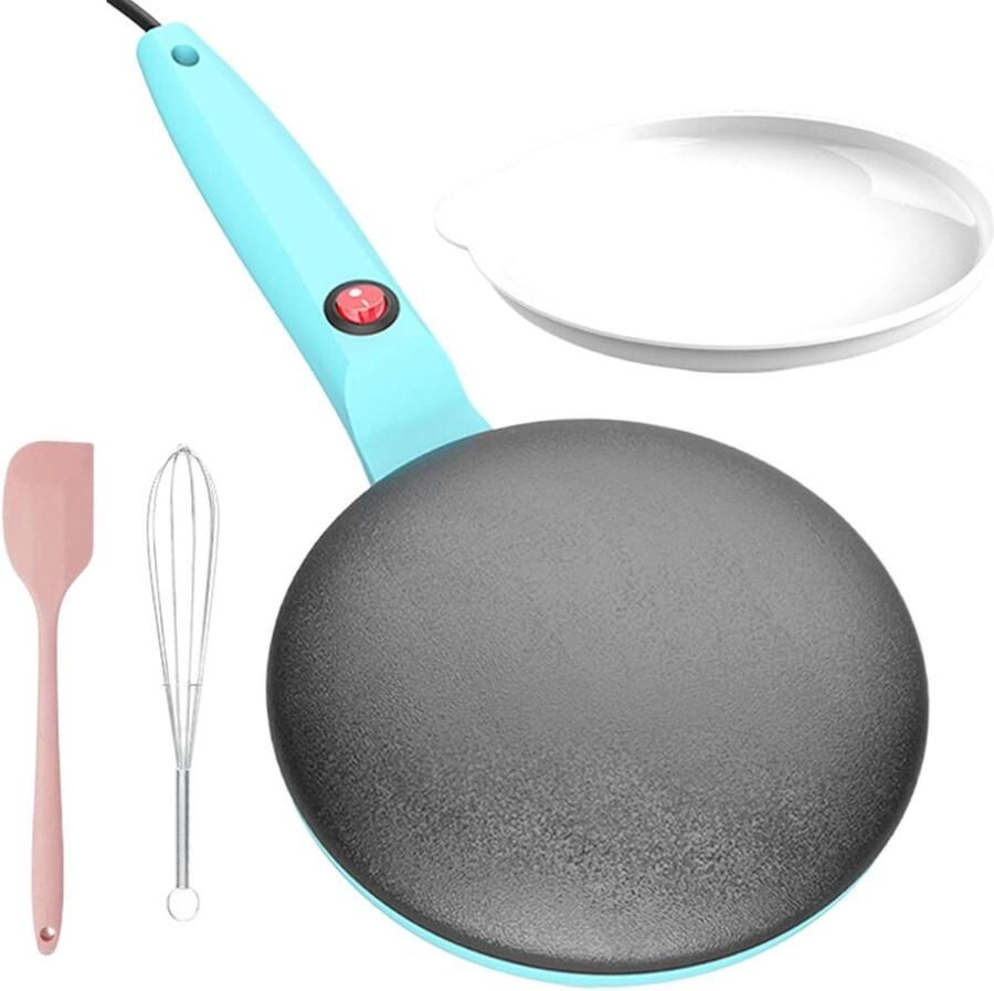 Elektrische Pannenkoekenmaker Crêpepan Apparaat Snelle Maaltijden Maken Automatische Temperatuurregeling 20 x 42 cm Blauw