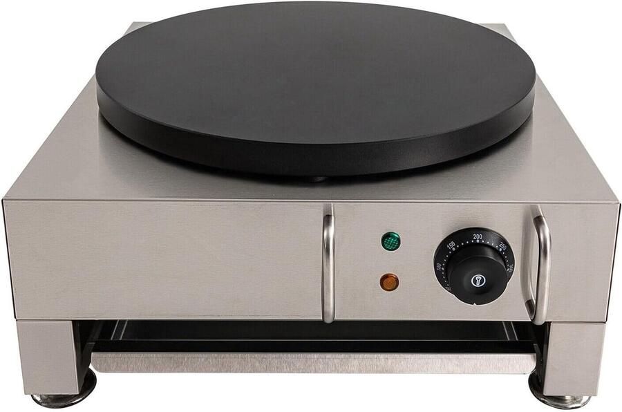 Elektrische Pannenkoekenmaker Crêpepan Apparaat Snelle Ontbijtjes Instelbare Temperatuur 48x45x22 cm Zilver Zwart