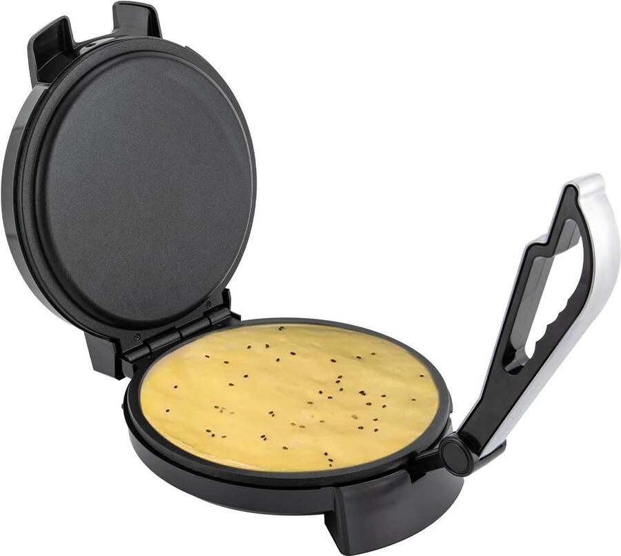 Elektrische Roti Maker Tortilla Pers Platbrood Bakken Dubbelzijdige Verwarming 26 cm Zilver