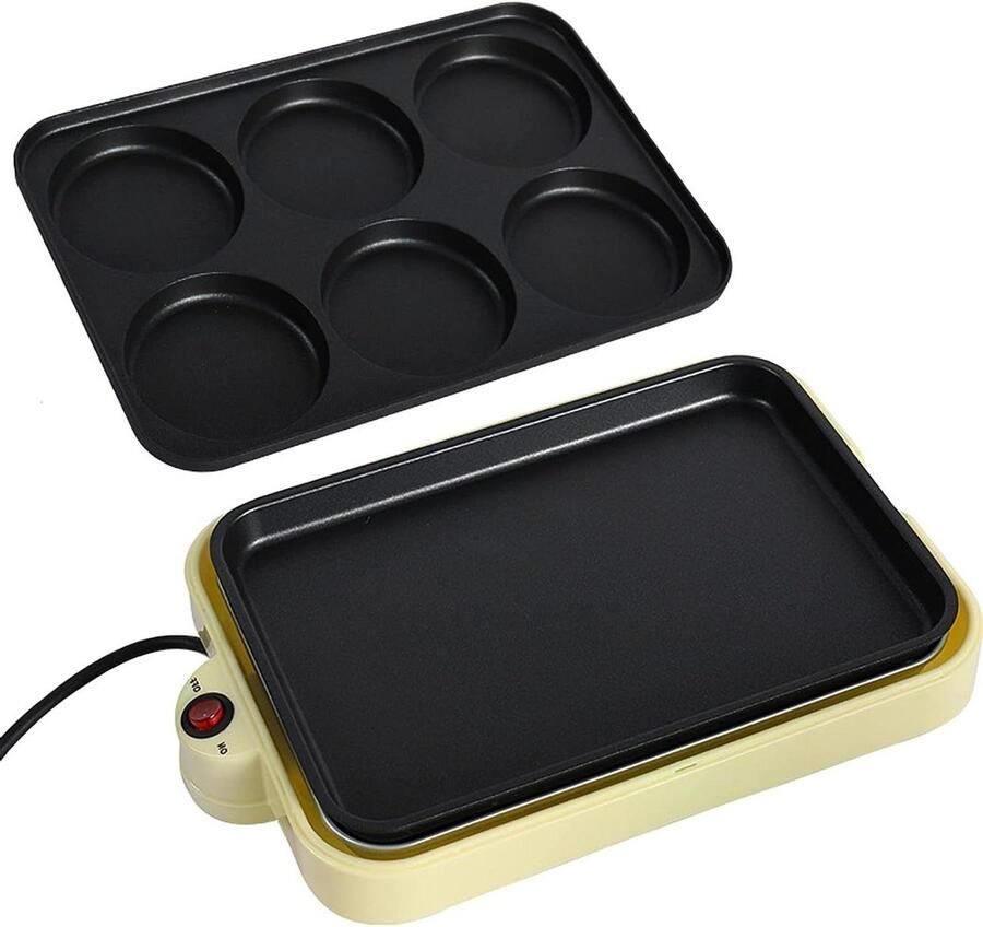 Elektrische Pannenkoekenmaker Eierkoek Pan Ontbijt Maken 6 Gaten 2.2 kg Zwart