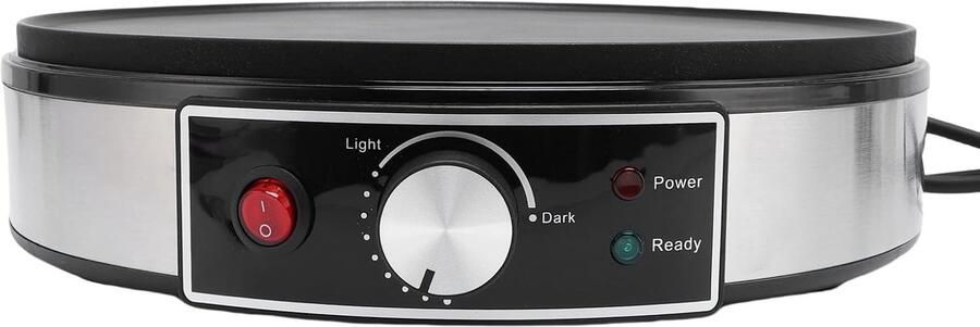 Elektrische Bakplaat Pannenkoekenpan Snelle Ontbijtjes Verstelbare Temperatuur 30cm Diameter Zwart