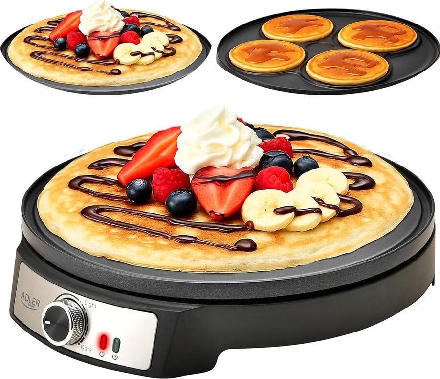 Elektrische Pannenkoekenmaker met Antiaanbaklaag en Temperatuurregeling 1600W