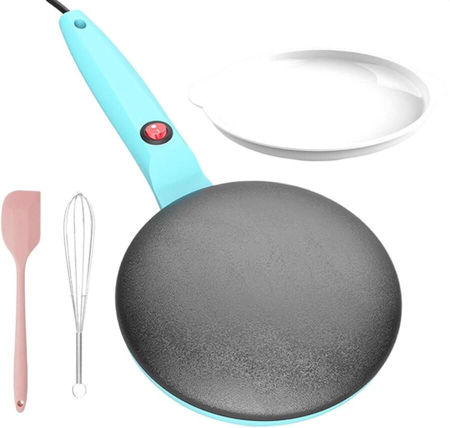 Elektrische pannenkoekenmaker Ontbijtpan Crêpes Snel Ontbijten Automatische temperatuurregeling 19 cm Blauw