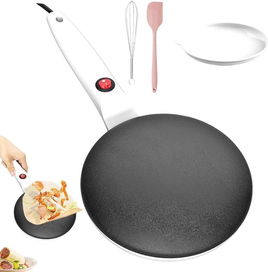 Elektrische pannenkoekenmaker Pancake maker Snel ontbijten Automatische temperatuurregeling 20 cm Wit