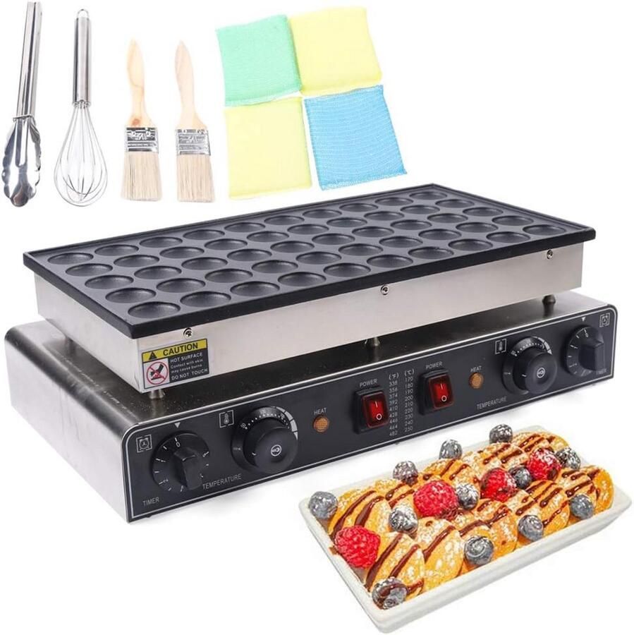 Elektrische Pannenkoekenmaker Rond 1 7 kW Anti-Aanbaklaag Timer Incl. Bakgerei