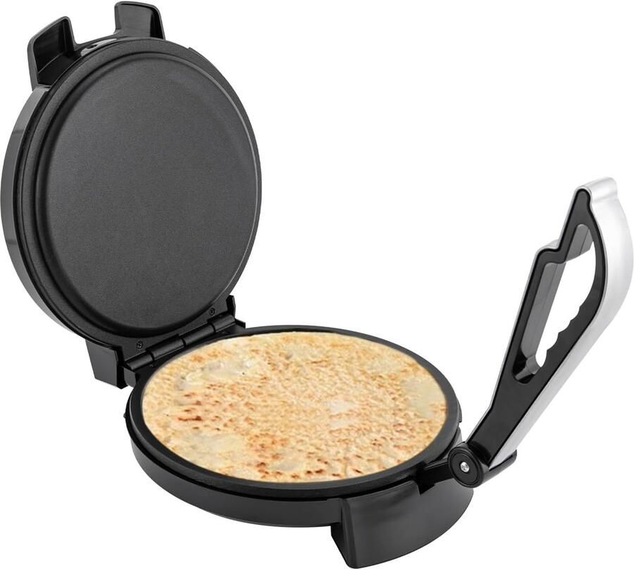 Elektrische Pannenkoekenmaker Roti Maker Snelle Maaltijden Dubbelzijdige Verwarming 26 x 34 cm Zwart en Zilver
