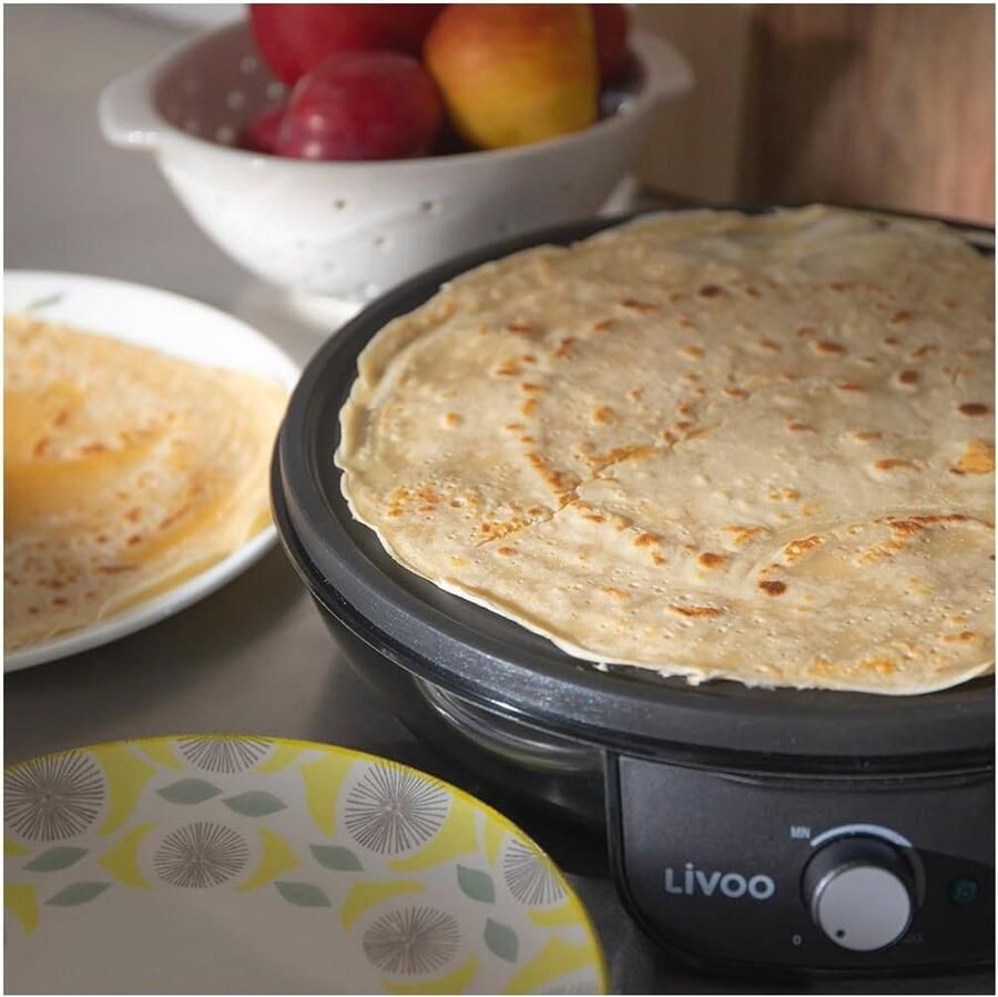 Elektrische Pannenkoekenpan 30 cm met Antiaanbaklaag en 1000 W Vermogen
