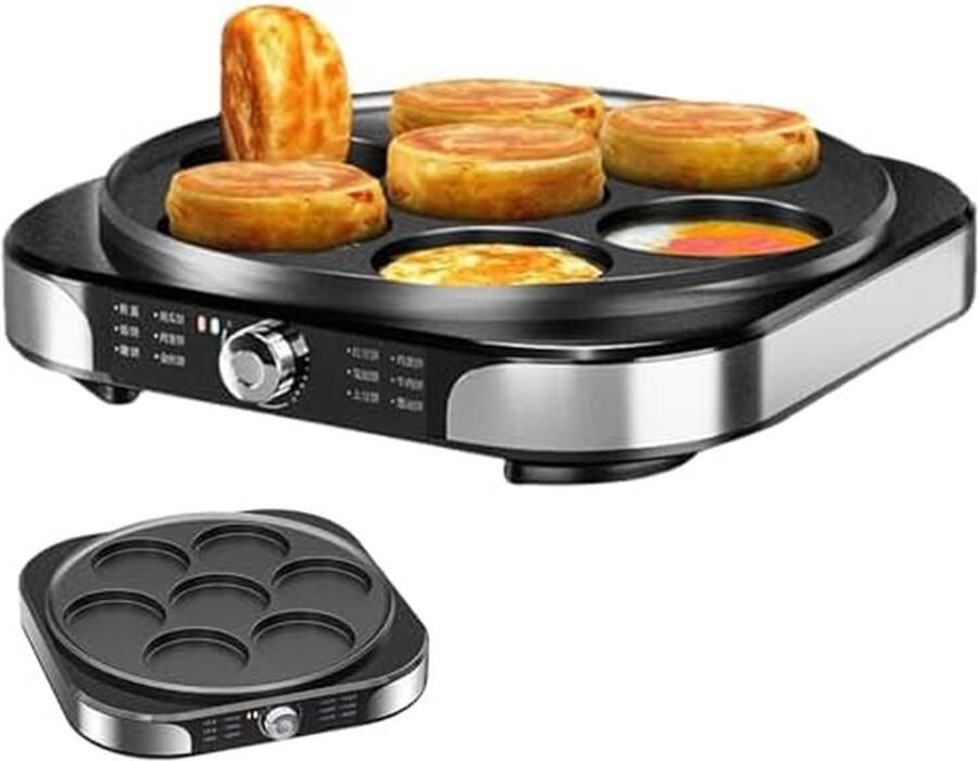 Elektrische Pannenkoekenpan Crêpe Maker Gelijkmatig Bakken Instelbare Temperatuur 40cm Diameter Zilver