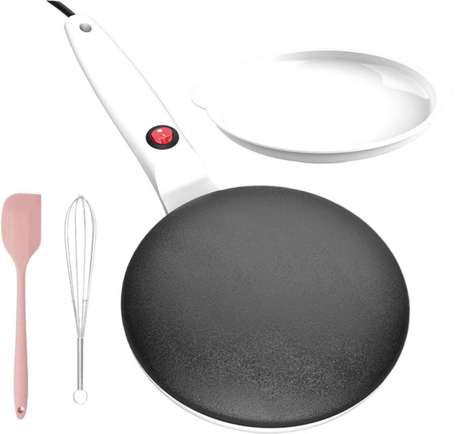 Elektrische Pannenkoekenpan Crêpe Maker Ontbijt Maken Automatische Temperatuur 20 cm Diameter Wit