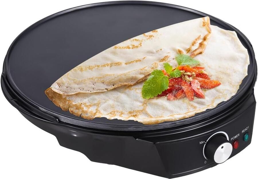 Elektrische Pannenkoekenpan Crêpe Maker Ontbijt Maken Precisie Temperatuurregeling 11 Inch Zwart
