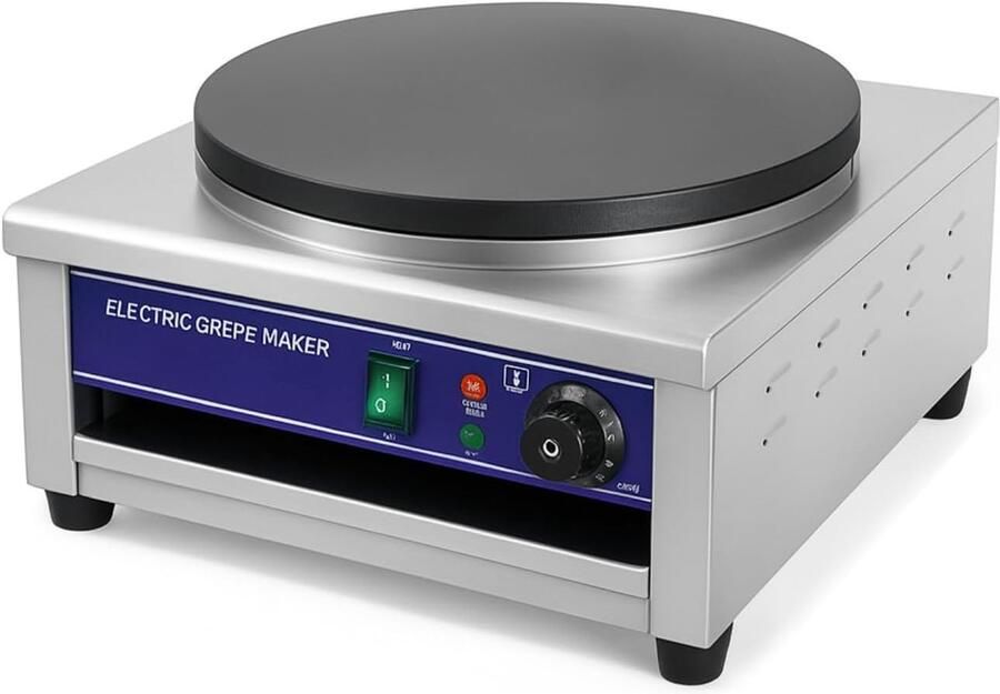 Elektrische Pannenkoekenpan Crêpe Maker Professioneel Bakken Gietijzeren Plaat 40 cm Diameter Roestvrij Staal