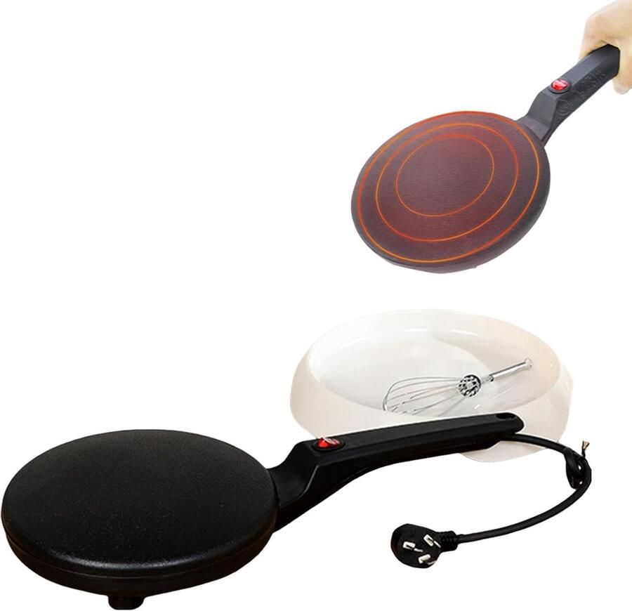 Elektrische Pannenkoekenpan Crêpe Maker Snel Ontbijt Gelijkmatige Warmte 20 x 46 x 8 cm Zwart
