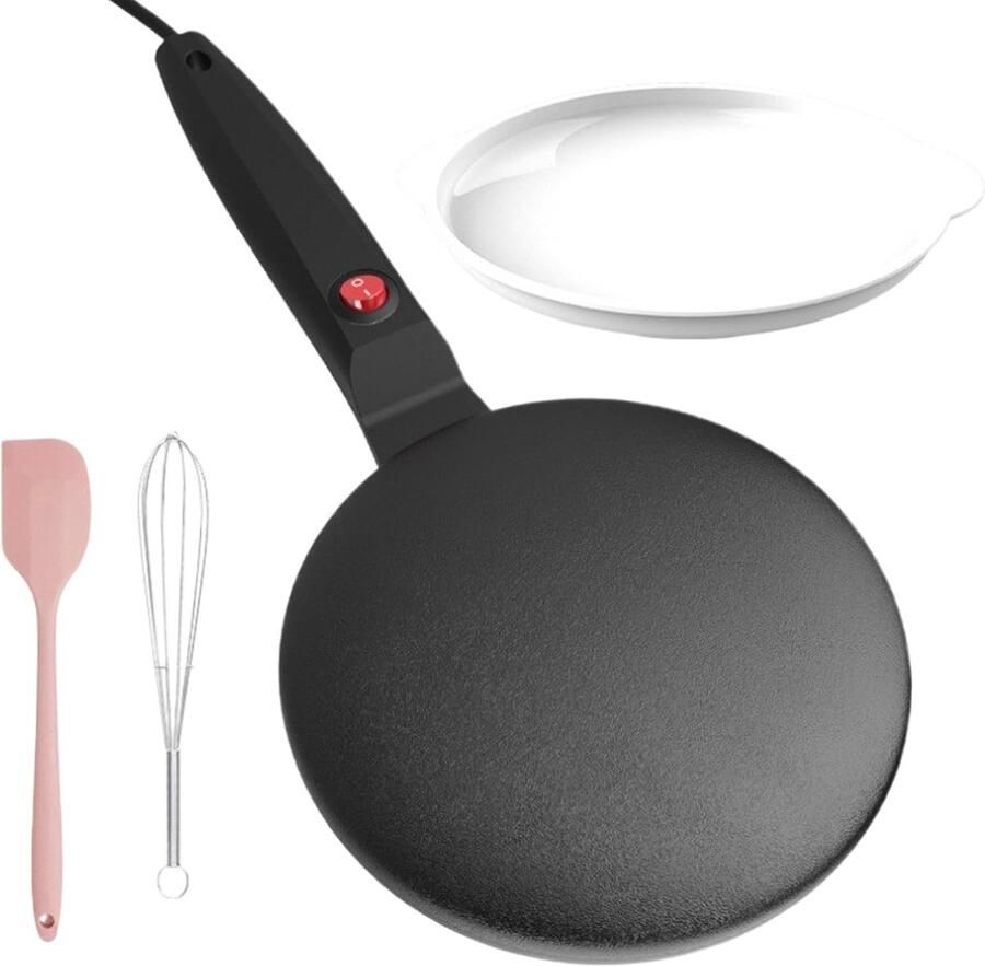 Elektrische Pannenkoekenpan Crêpe Maker Snel Ontbijt Maken Automatische Temperatuurregeling 7.8 Inch Diameter Zwart
