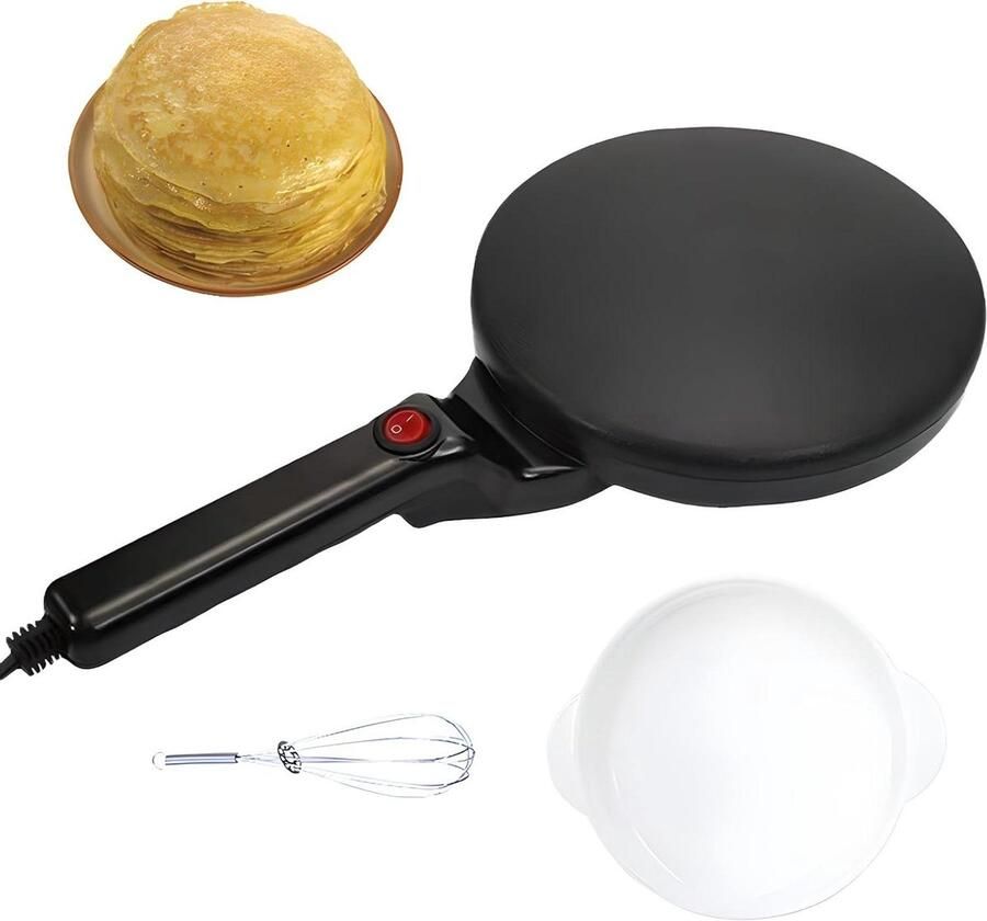 Elektrische Pannenkoekenpan Crêpe Maker Snel Ontbijten Automatische Constante Temperatuur 20 Cm Diameter Zwart