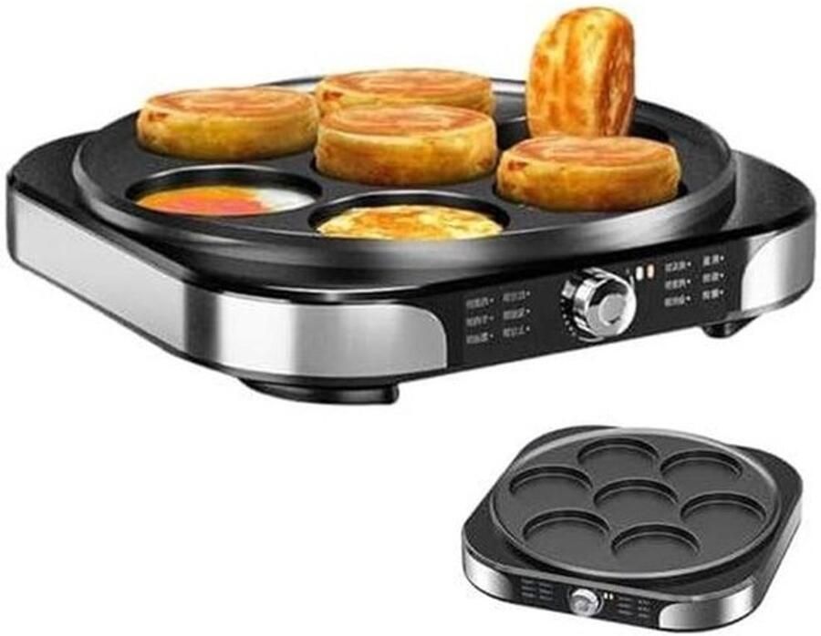 Elektrische Pannenkoekenpan Crêpe Maker Snelle Maaltijden Maken Grote Antiaanbakplaat 40 cm Zilver