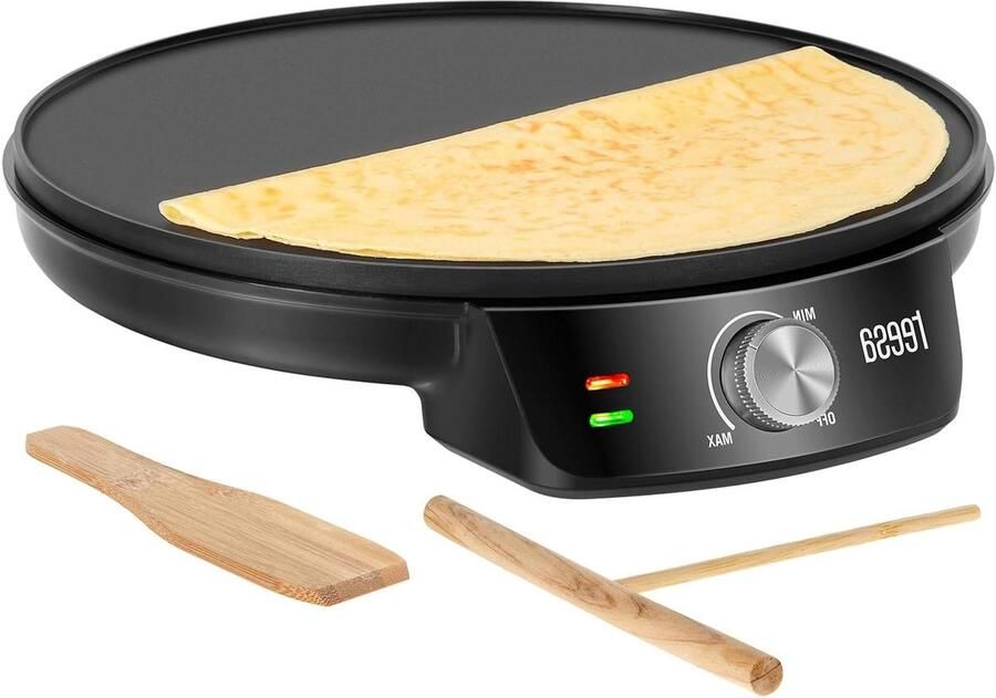 Elektrische Pannenkoekenpan Crêpe Pan Pannenkoeken Bakken Regelbare Temperatuur 30 cm Zwart