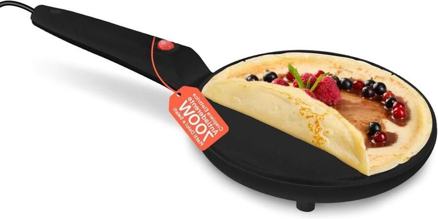 Elektrische Pannenkoekenpan Crêpepan Snelle Maaltijden Antiaanbaklaag 20 cm Zwart