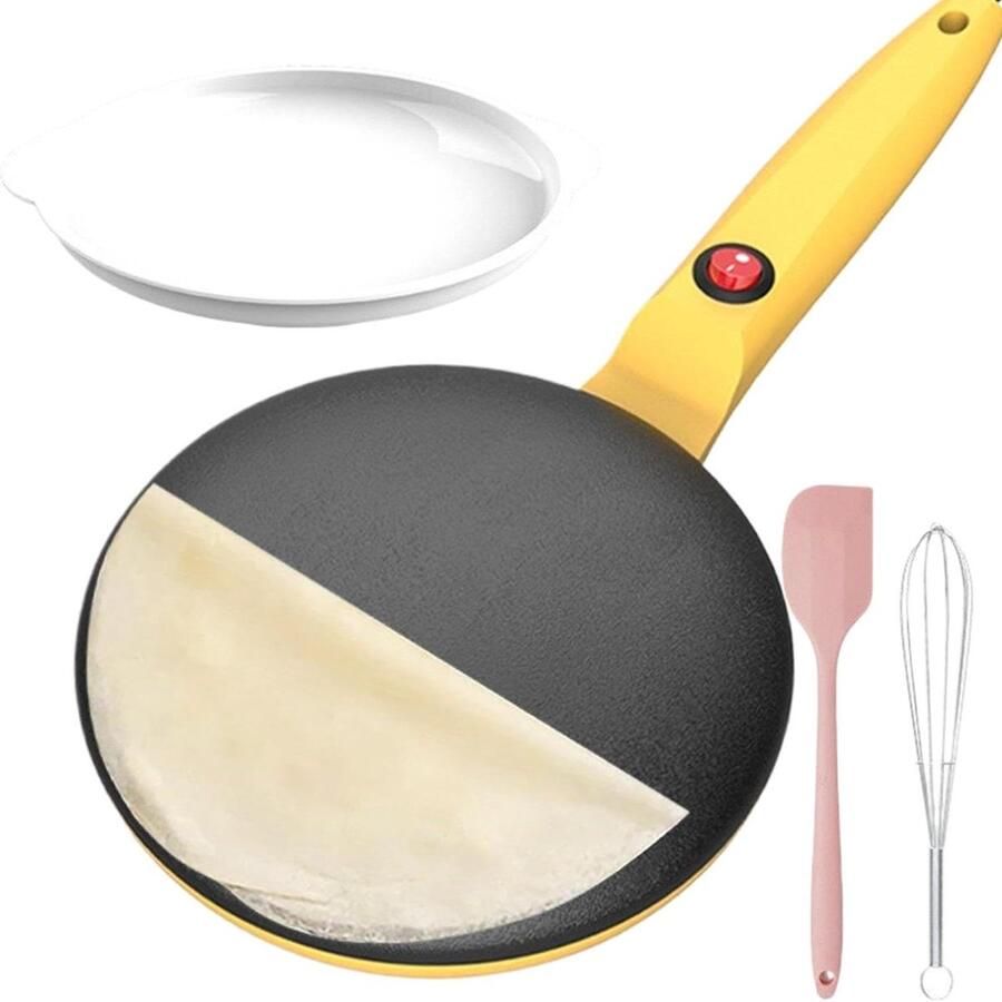 Elektrische Pannenkoekenpan Crêpespan Snelle Maaltijden Automatische Temperatuurregeling 20 cm Geel