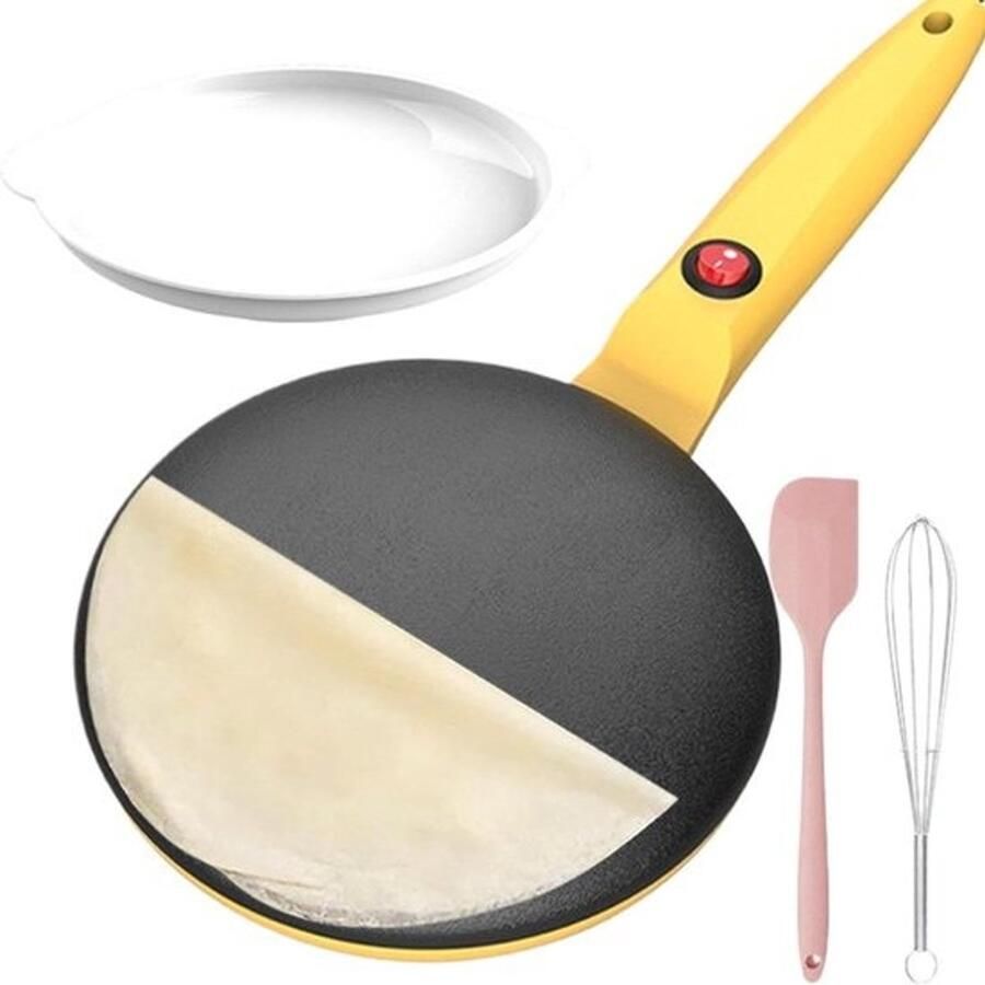 Elektrische pannenkoekenpan Crêpespan Voor snelle maaltijden Automatische temperatuurregeling 20 cm Geel