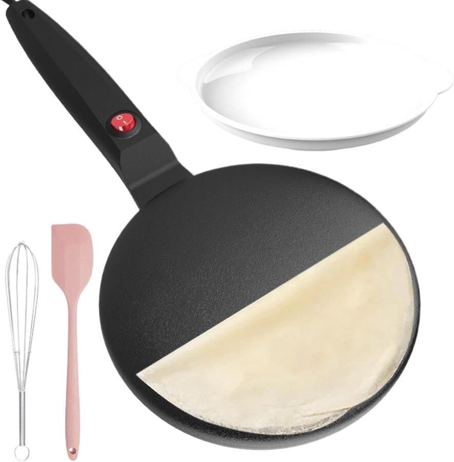 Elektrische pannenkoekenpan Koekenpan Snel ontbijt maken Automatische temperatuurregeling 18 cm Zwart