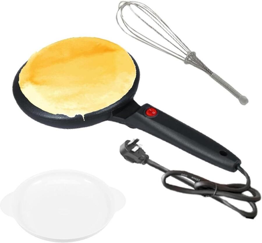 Elektrische Pannenkoekenpan Ronde Koekenpan Snel Ontbijten Automatische Temperatuurregeling 20 cm Diameter Zwart