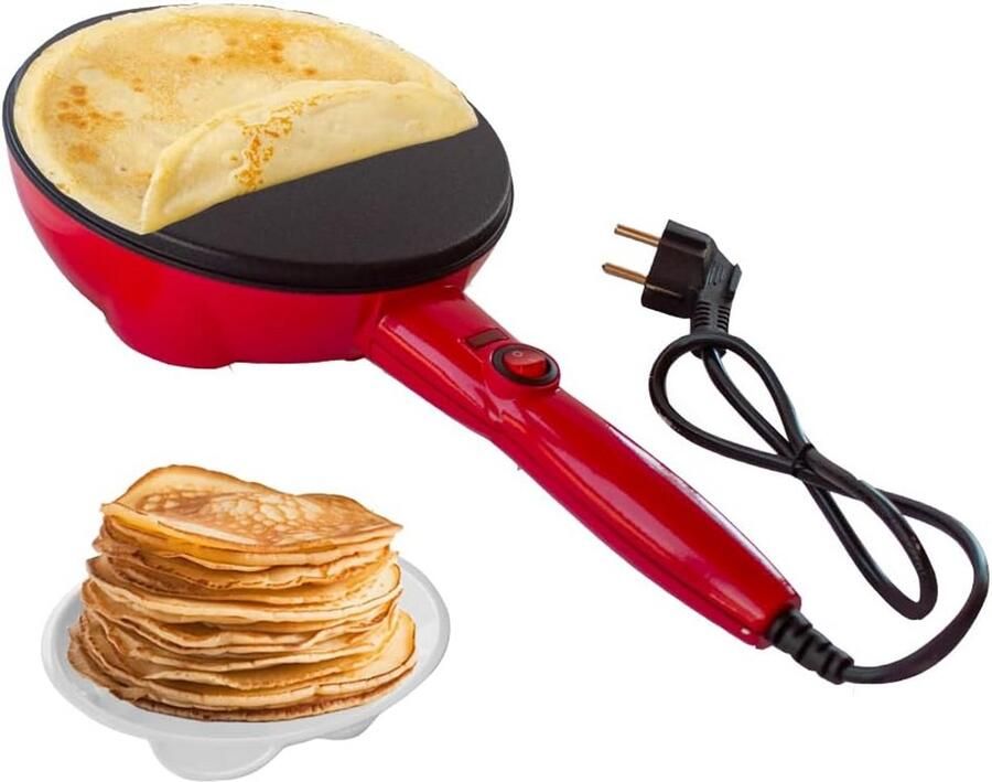 Elektrische Pannenkoekenpan voor Crêpes Antiaanbaklaag Rood