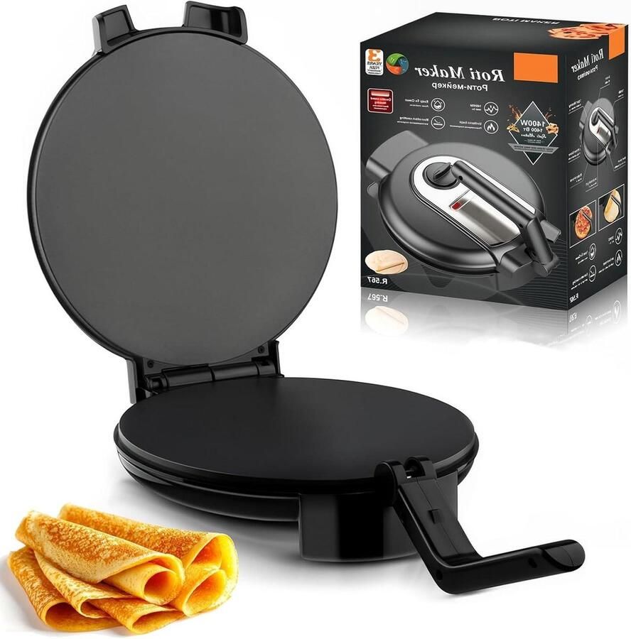 Elektrische Pannenmaker Flatbread Maker Snelle Maaltijden Antiaanbak Kookplaat 98 inch Zilver Zwart