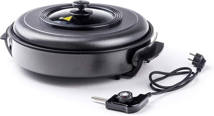 Elektrische Partypan Grote Koekenpan Buffetten Organiseren Antiaanbaklaag 40 cm diameter Zwart