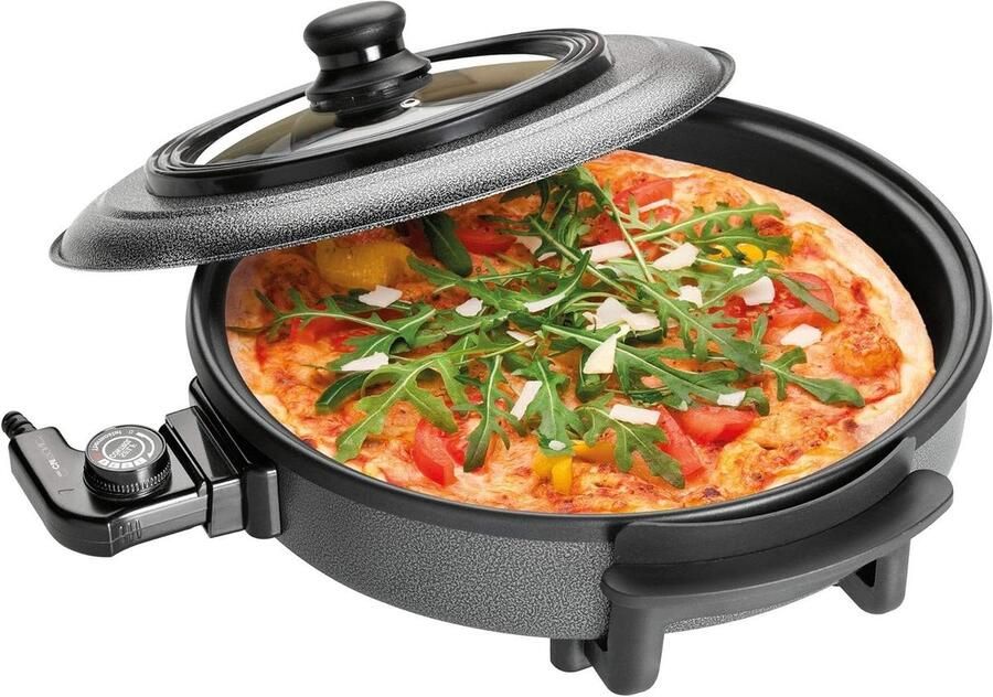 Elektrische Partypan Pizza Pan Multifunctioneel Gerechten Bereiden Antiaanbaklaag 36 cm diameter Zwart