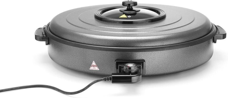 Elektrische Partypan Snackpan Braadpan Bakken Braden Opwarmen Antiaanbaklaag 64x60x17 cm Zwart