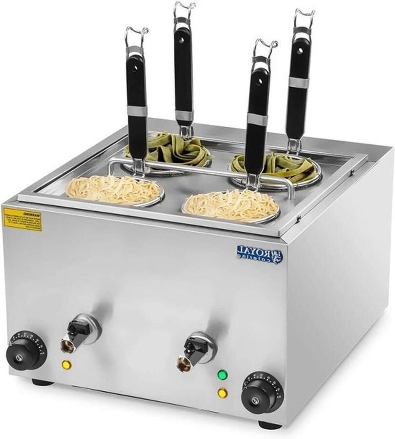 Elektrische Pastakoker Deegkoker Horeca Snel Pasta Koken 4 Gebreide Manden 4 Liter Staal