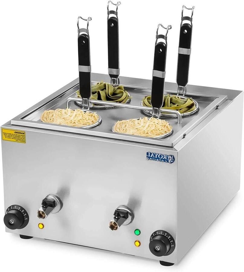 Elektrische Pastakoker Deegkoker Horeca Snel Pasta Koken 4 Gebreide Manden 4 Liter Staal