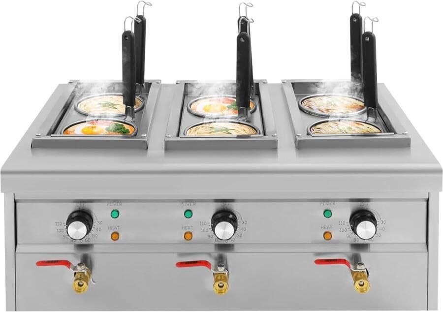 Elektrische Pastakoker Pastakooktoestel Professioneel Koken Zes Manden 68.5x28.5x54 cm Zilver