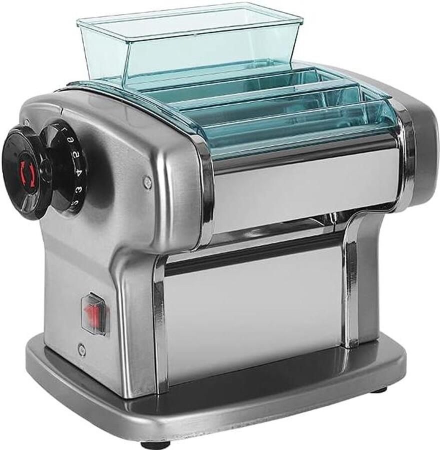 Elektrische Pastamachine Deegmaker Zelf Pasta Maken 9-Positie Diktekeuzes 20 x 25 x 22 cm Zilver