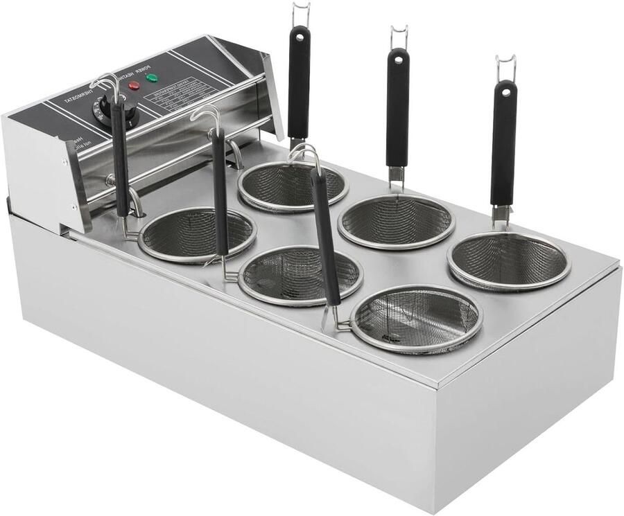 Elektrische Pastamachine Pastakoker Feesten Banketten 6 Manden Grote Capaciteit 20 Liter 2000W Zilver