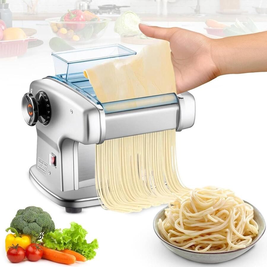 Elektrische Pastamaker Deegmachine Keuken Zelf Pasta Maken 3 Snijbreedtes 9 Millimeter Zilver